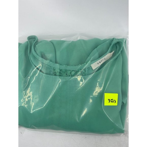 Entro  Women's Long Sleeve Mint Green Boho Crochet Back Shirt Top Blouse Medium - Picture 10 of 10